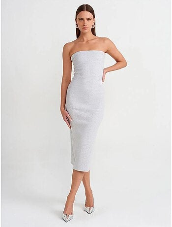 Vestido midi ajustado sin tirantes dilvin
