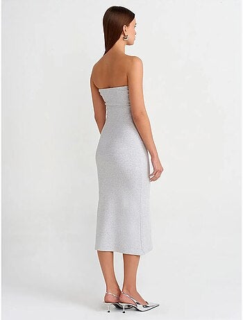 Vestido midi ajustado sin tirantes dilvin