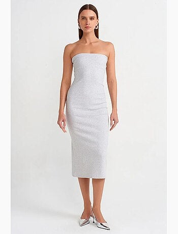 Vestido midi ajustado sin tirantes dilvin