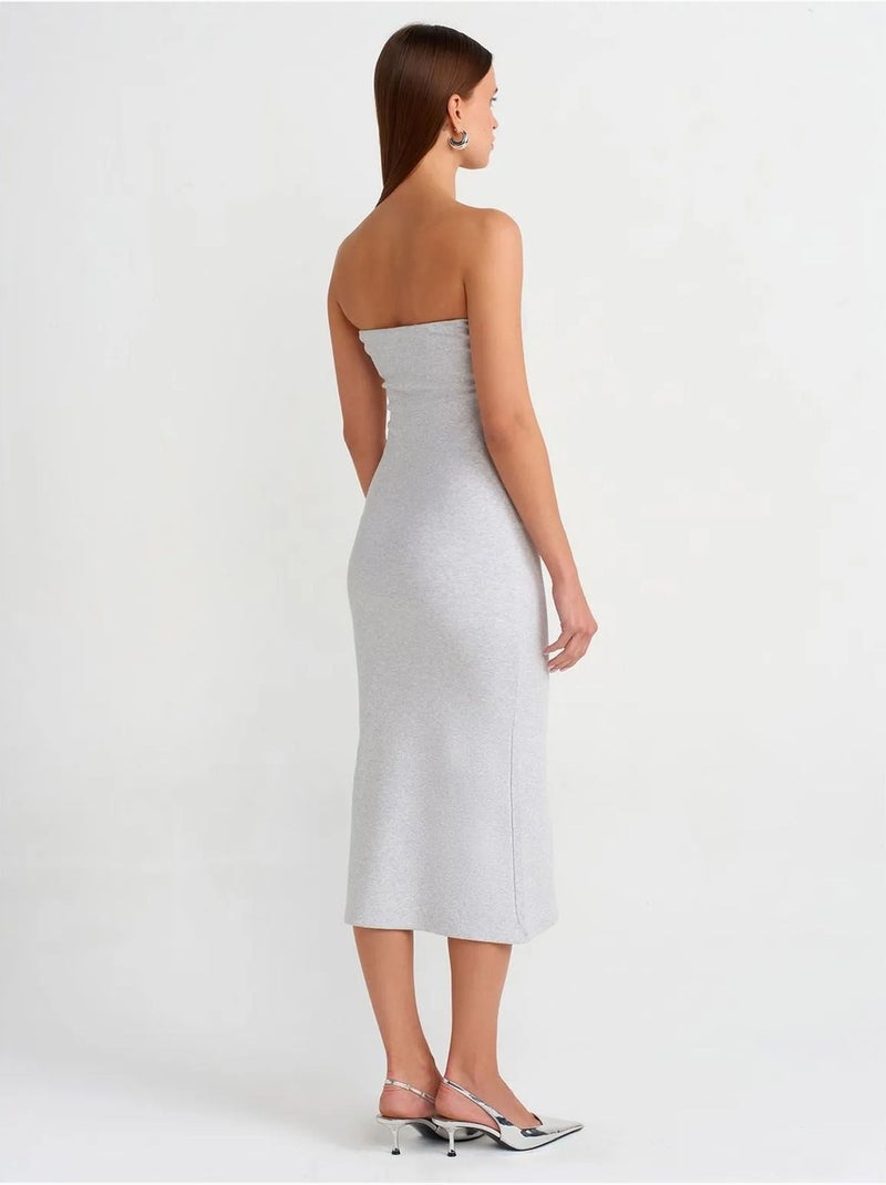 Vestido midi ajustado sin tirantes dilvin Gris claro - Kiabi