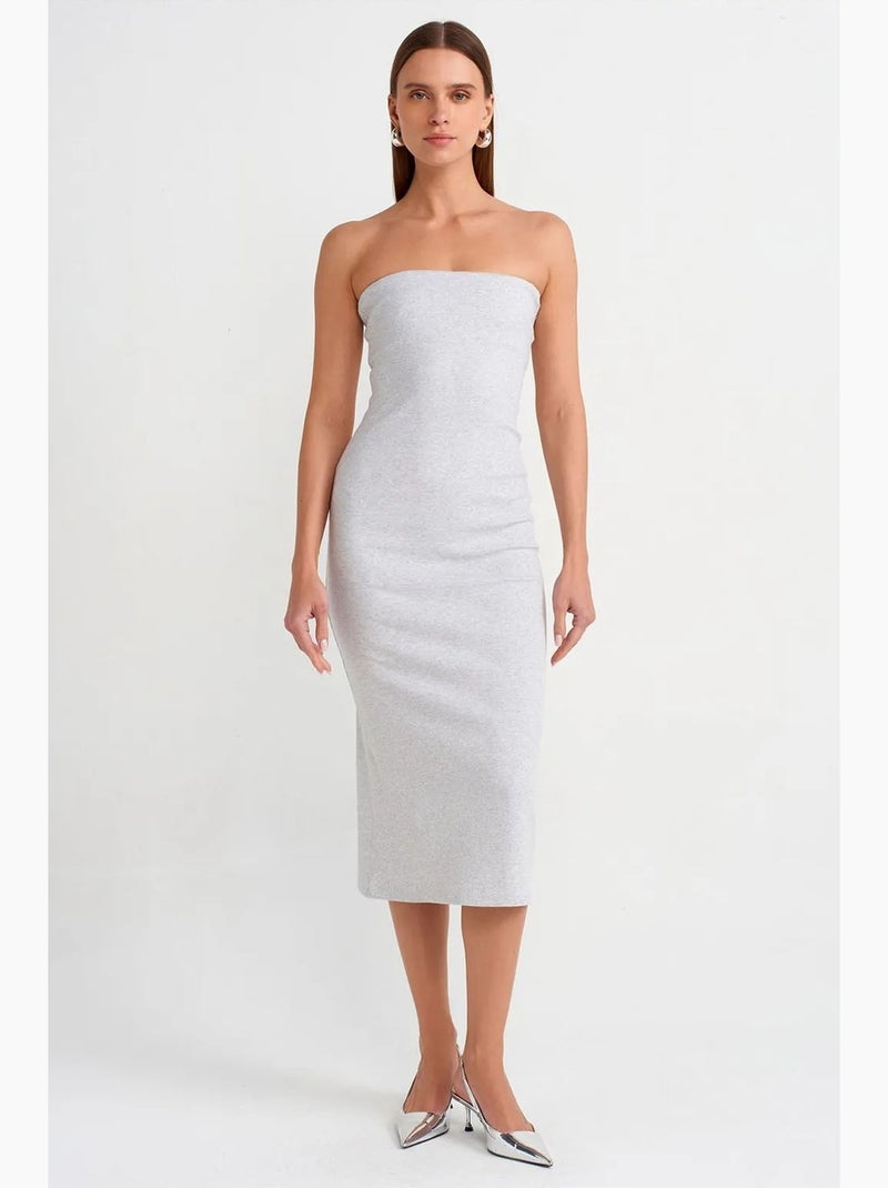 Vestido midi ajustado sin tirantes dilvin Gris claro - Kiabi