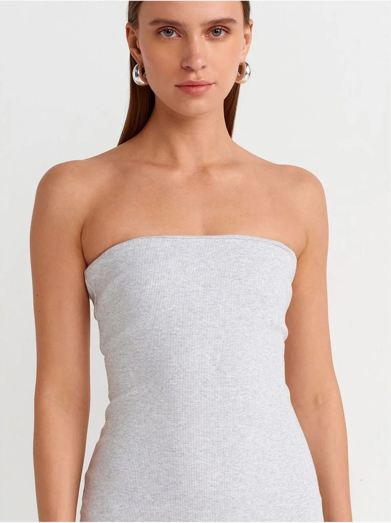 Vestido midi ajustado sin tirantes dilvin Gris claro - Kiabi