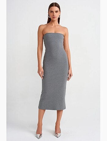Vestido midi ajustado sin tirantes dilvin