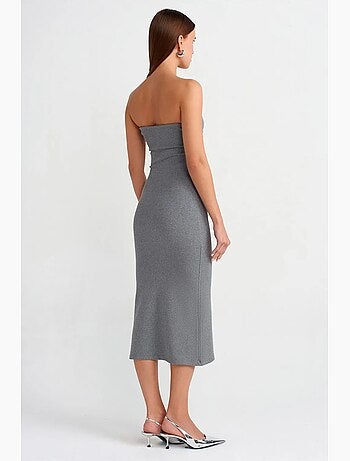 Vestido midi ajustado sin tirantes dilvin