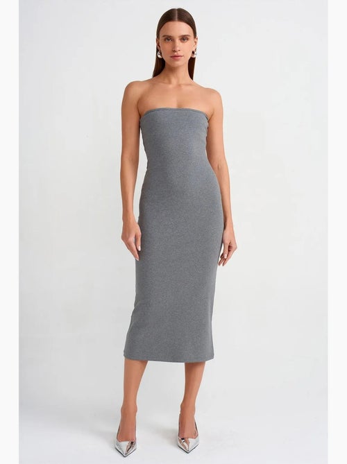 Vestido midi ajustado sin tirantes dilvin - Kiabi