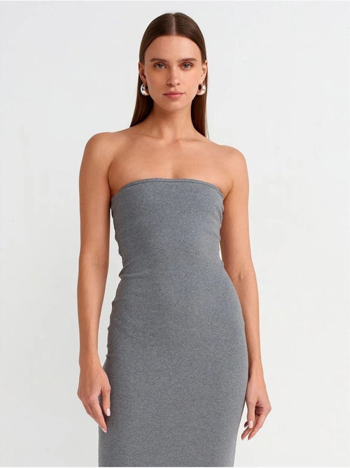 Vestido midi ajustado sin tirantes dilvin - Kiabi