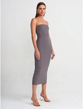 Vestido midi ajustado sin tirantes dilvin
