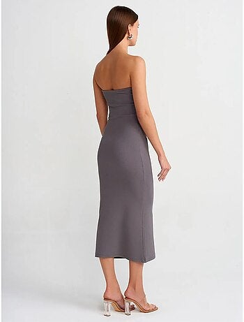 Vestido midi ajustado sin tirantes dilvin