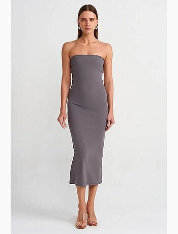 Vestido midi ajustado sin tirantes dilvin