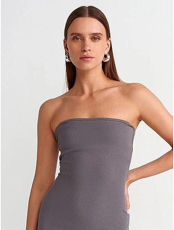 Vestido midi ajustado sin tirantes dilvin