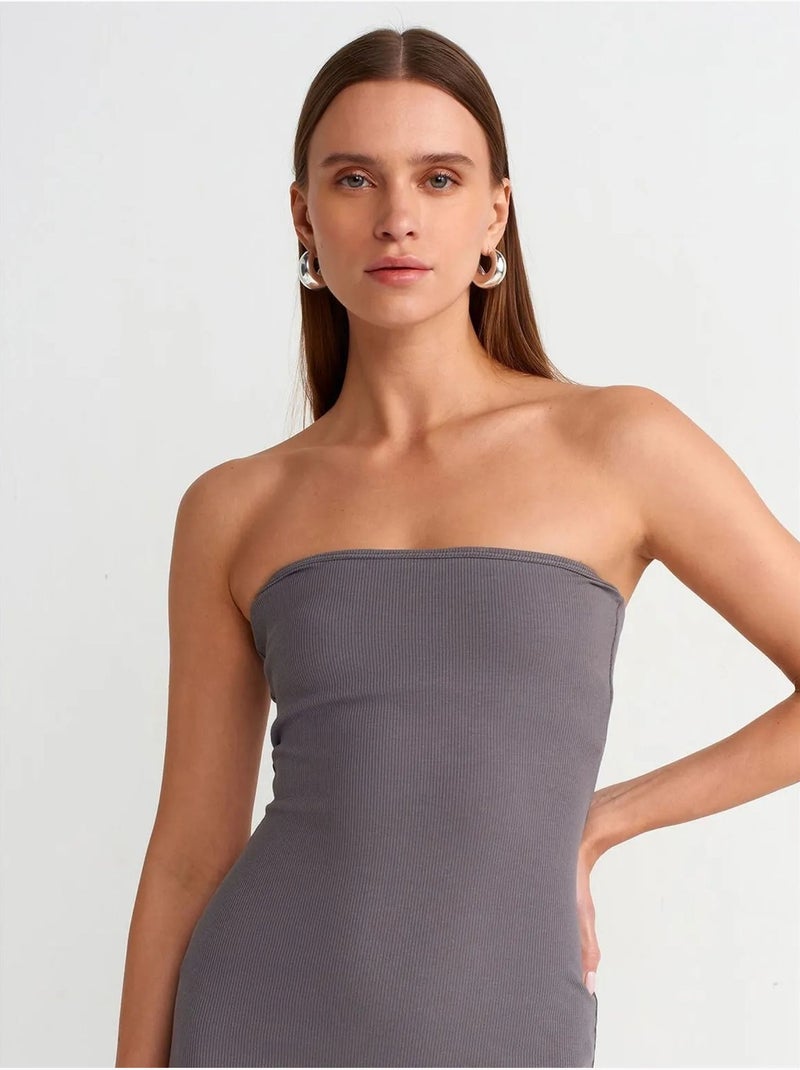 Vestido midi ajustado sin tirantes dilvin Gris negro - Kiabi