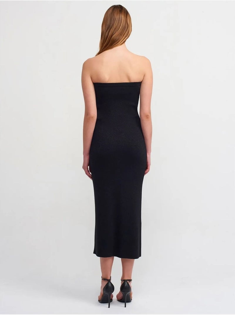 Vestido midi ajustado sin tirantes dilvin Negro - Kiabi