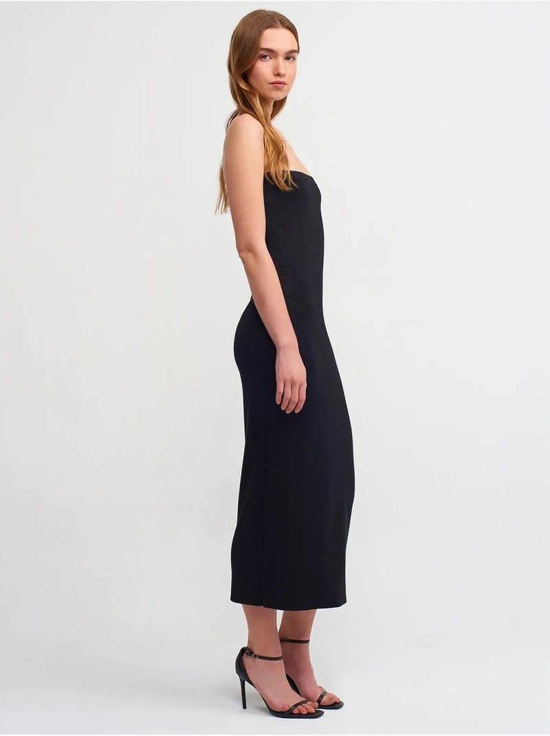 Vestido midi ajustado sin tirantes dilvin Negro - Kiabi