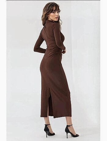 Vestido midi ajustado y drapeado hiccup