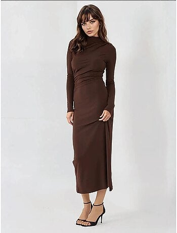 Vestido midi ajustado y drapeado hiccup