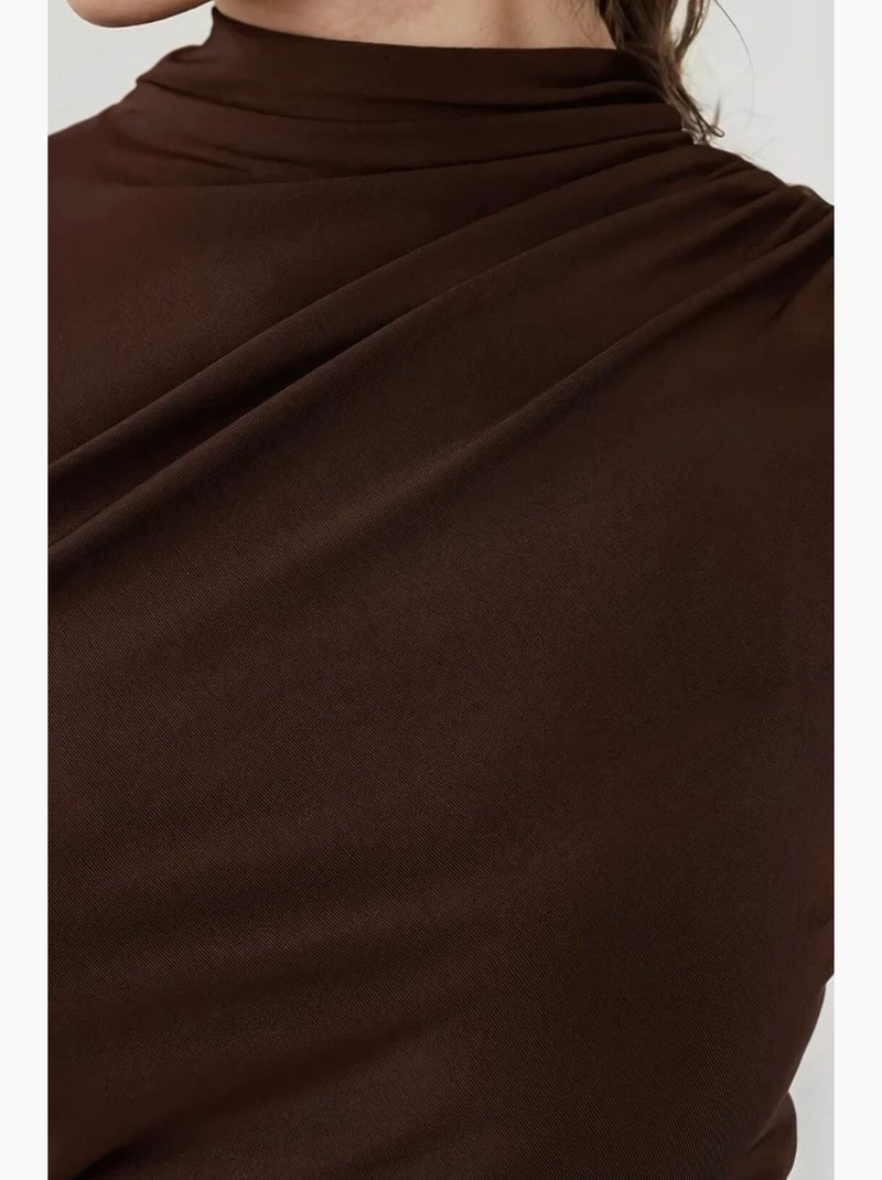 Vestido midi ajustado y drapeado hiccup Marrón - Kiabi
