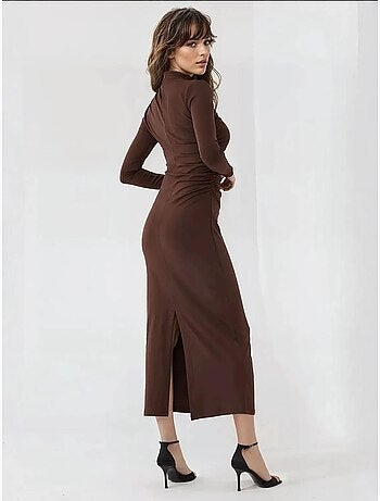 Vestido midi ajustado y drapeado