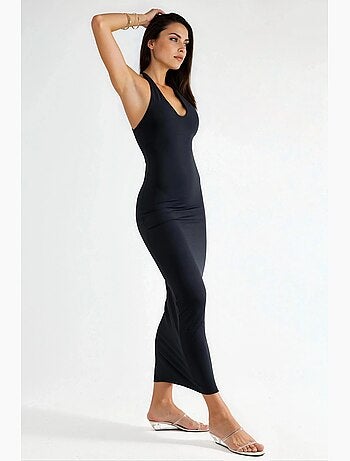 Vestido midi asimétrico con cuello en v de busem