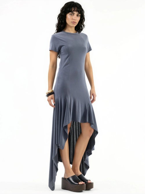 Vestido midi asimétrico con cuello redondo busem - Kiabi