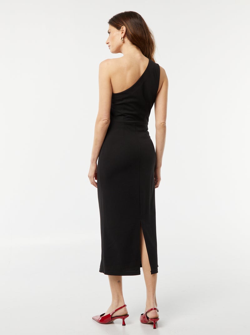 Vestido midi asimétrico negro - Kiabi