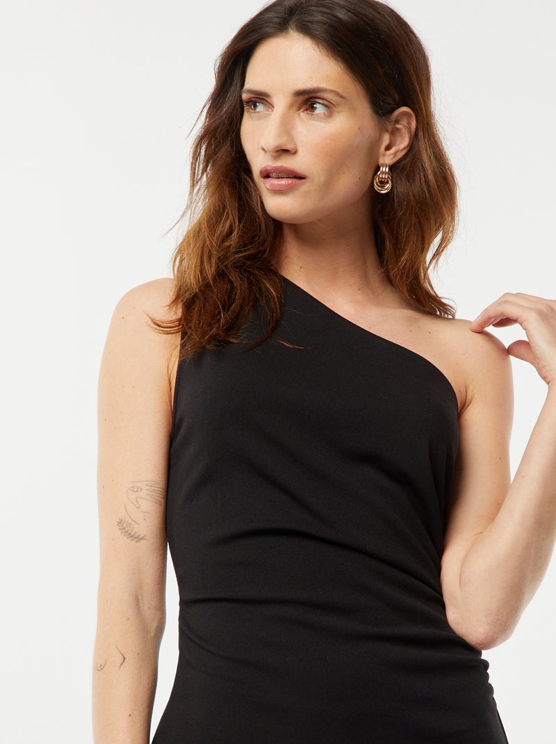 Vestido midi asimétrico negro - Kiabi