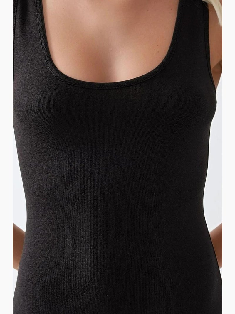 Vestido midi básico de tacto suave hiccup Negro - Kiabi