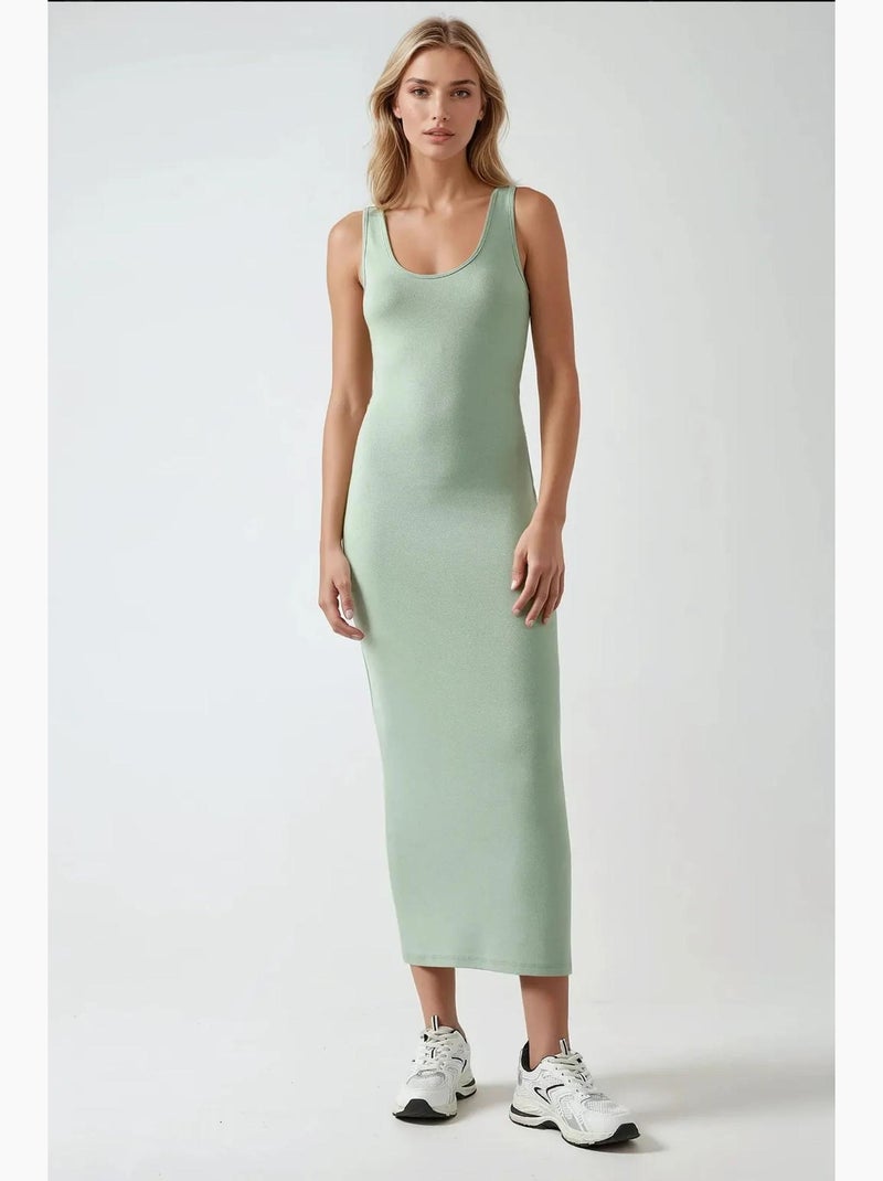 Vestido midi básico de tacto suave hiccup Verde menta - Kiabi