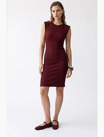 Vestido midi bodycon sin mangas a canalé mixray