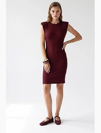Vestido midi bodycon sin mangas a canalé mixray