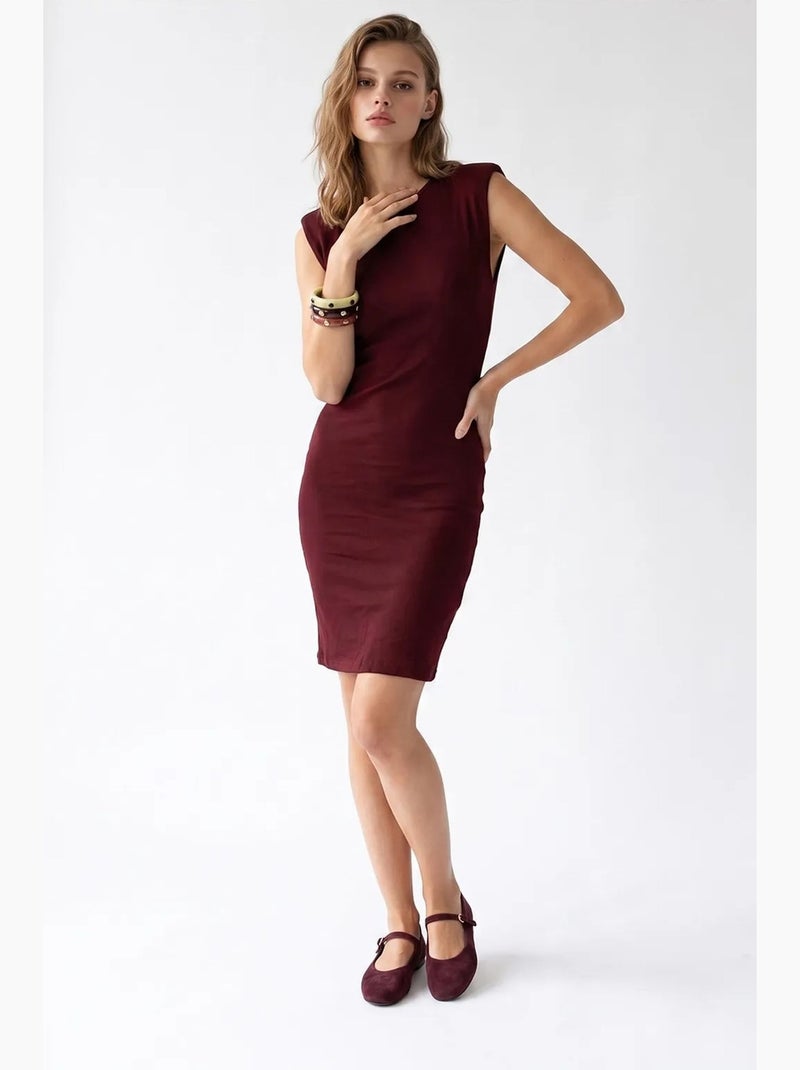 Vestido midi bodycon sin mangas a canalé mixray Rojo burdeos - Kiabi