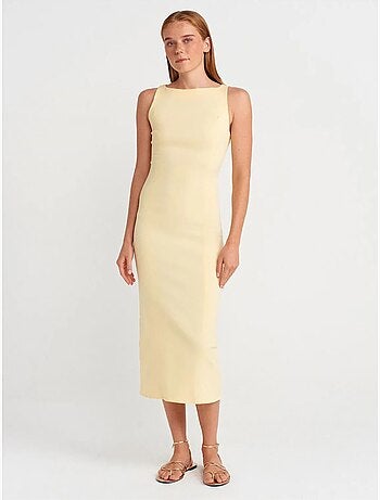 Vestido midi bodycon sin mangas con abertura dilvin