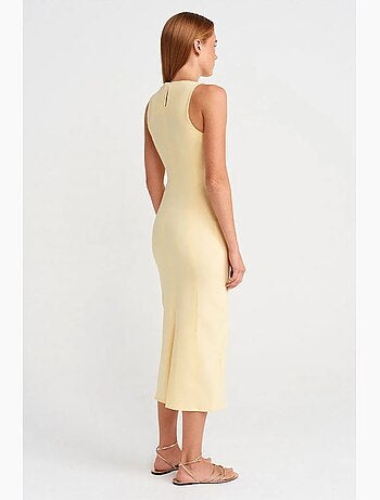 Vestido midi bodycon sin mangas con abertura dilvin