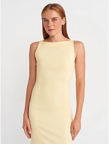Vestido midi bodycon sin mangas con abertura dilvin