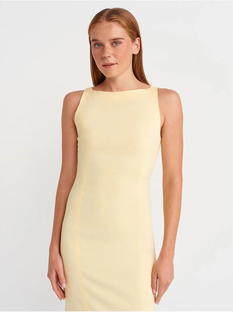 Vestido midi bodycon sin mangas con abertura dilvin Amarillo limón - Kiabi
