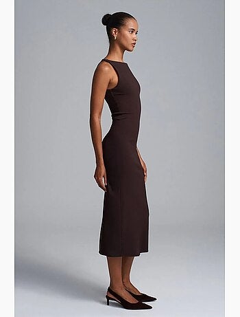 Vestido midi bodycon sin mangas con abertura dilvin