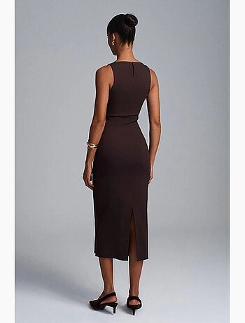 Vestido midi bodycon sin mangas con abertura dilvin
