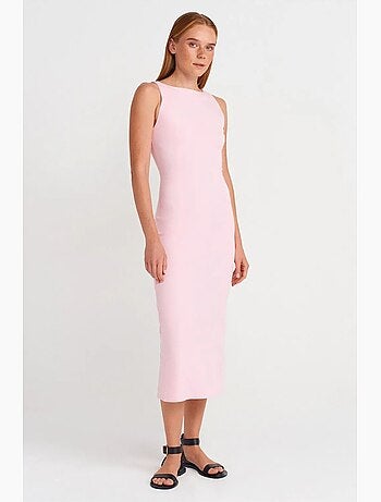 Vestido midi bodycon sin mangas con abertura dilvin