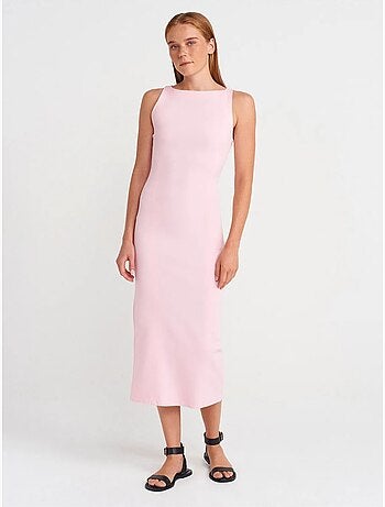Vestido midi bodycon sin mangas con abertura dilvin