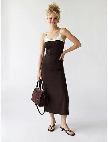 Vestido midi bodycon sin mangas con abertura mixray