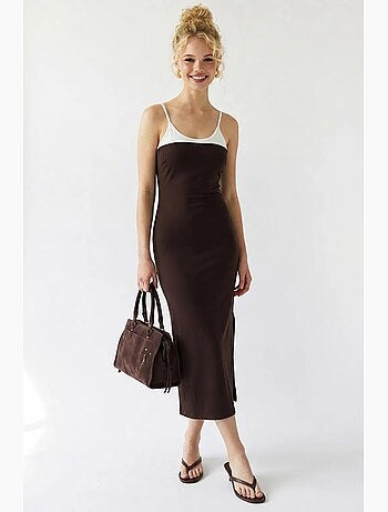 Vestido midi bodycon sin mangas con abertura mixray
