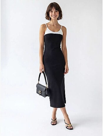 Vestido midi bodycon sin mangas con abertura mixray