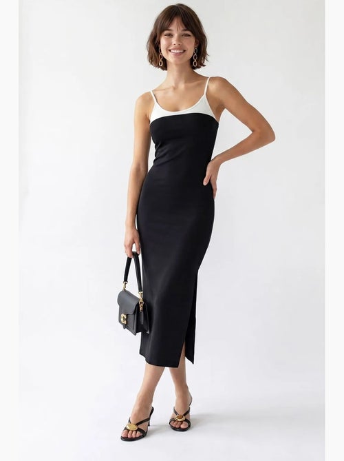 Vestido midi bodycon sin mangas con abertura mixray - Kiabi Vestido midi bodycon sin mangas con abertura mixray - Kiabi