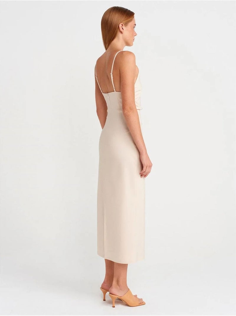 Vestido midi bodycon sin mangas dilvin Crema - Kiabi