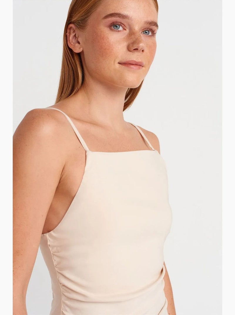 Vestido midi bodycon sin mangas dilvin Crema - Kiabi