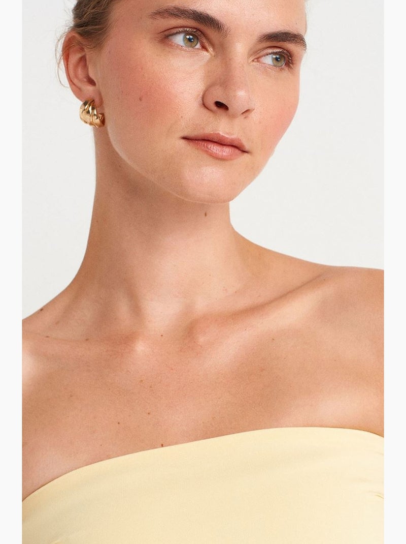 Vestido midi bodycon sin tirantes con abertura dilvin Amarillo limón - Kiabi