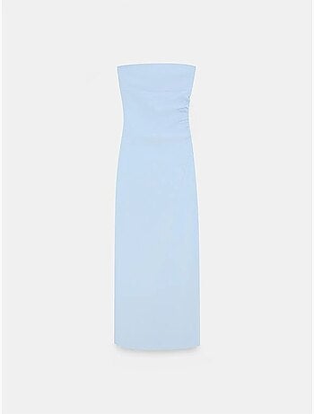 Vestido midi bodycon sin tirantes con abertura dilvin
