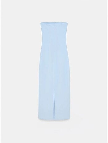 Vestido midi bodycon sin tirantes con abertura dilvin