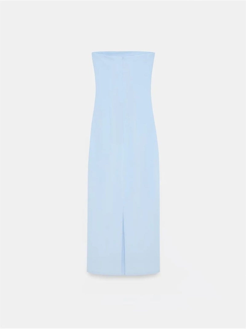 Vestido midi bodycon sin tirantes con abertura dilvin Azul cielo - Kiabi