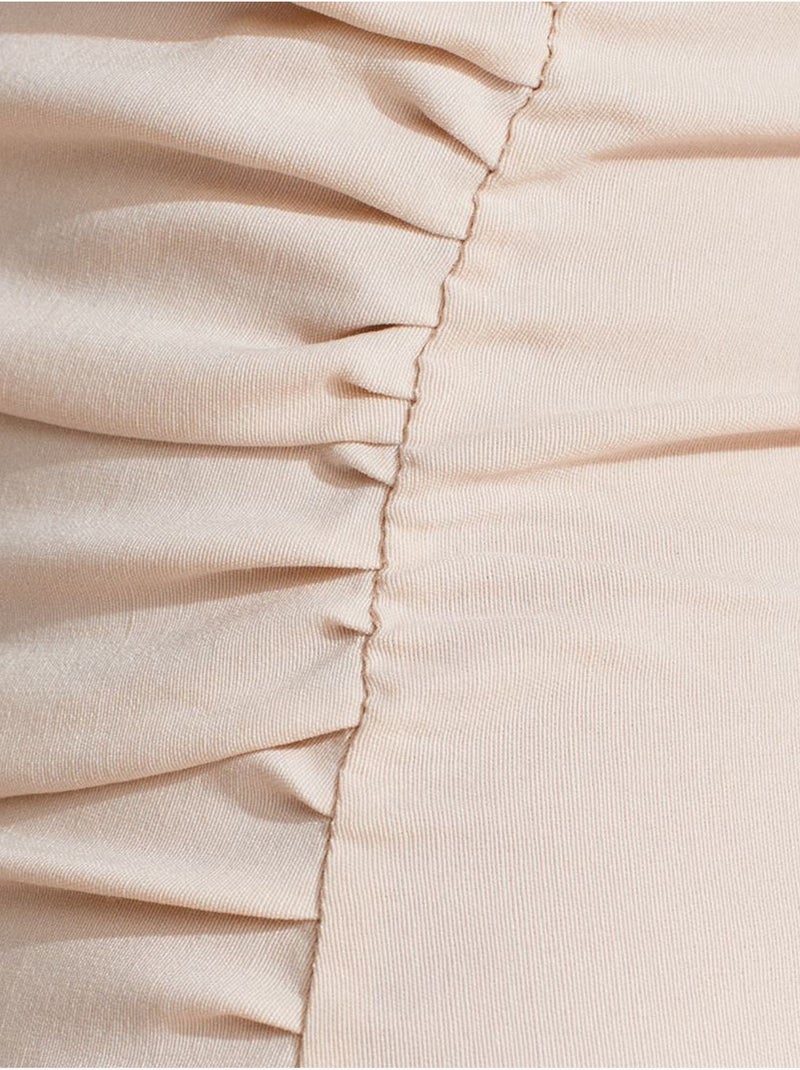 Vestido midi bodycon sin tirantes con abertura dilvin Beige arcilla - Kiabi