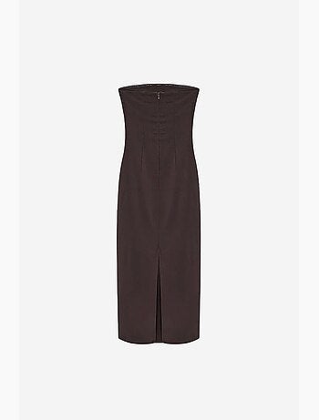 Vestido midi bodycon sin tirantes con abertura dilvin